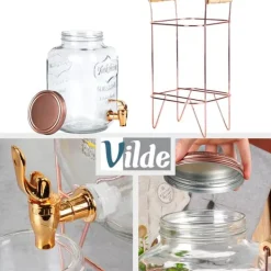 Drikkekrukke med hane og guldfod 4,2 l Discount
