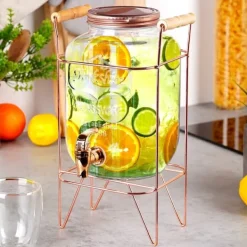 Drikkekrukke med hane og guldfod 4,2 l Discount