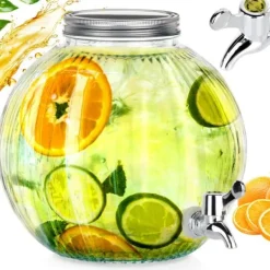 Drikkevareautomater>Drikkevareautomat i glas med vandhane, kugle, 5,5L, FREMRAGENDE HUSET 139774