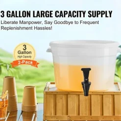 Drikkevaredispenser 3 gallon, plastikjuicedispenser med tap og låg, iste limonade vanddispenser til fester, holdbart design Online