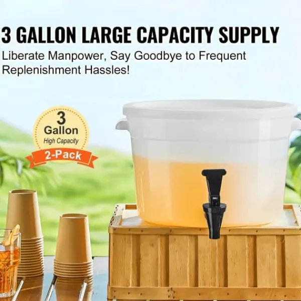 Drikkevaredispenser 3 gallon, plastikjuicedispenser med tap og låg, iste limonade vanddispenser til fester, holdbart design Online
