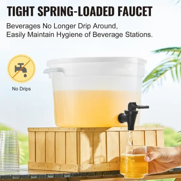 Drikkevaredispenser 3 gallon, plastikjuicedispenser med tap og låg, iste limonade vanddispenser til fester, holdbart design Online