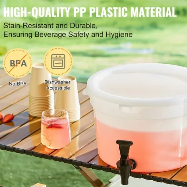 Drikkevaredispenser 3 gallon, plastikjuicedispenser med tap og låg, iste limonade vanddispenser til fester, holdbart design Online