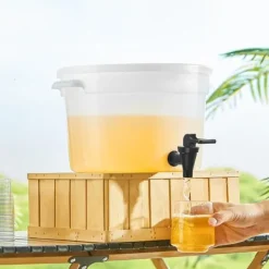 Drikkevaredispenser 3 gallon, plastikjuicedispenser med tap og låg, iste limonade vanddispenser til fester, holdbart design Online