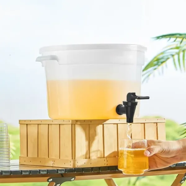 Drikkevaredispenser 3 gallon, plastikjuicedispenser med tap og låg, iste limonade vanddispenser til fester, holdbart design Online