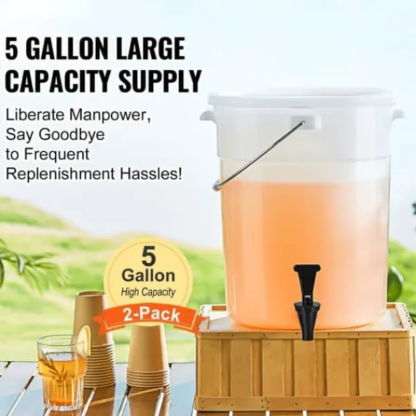 Drikkevaredispenser 5 gallon, automatisk drikkevarer til fester, plastjuice-dispenser med tap og låg, iste, limonade, juice, vanddispenser