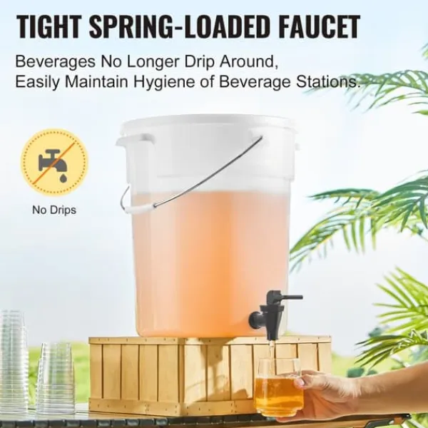 Drikkevaredispenser 5 gallon, automatisk drikkevarer til fester, plastjuice-dispenser med tap og låg, iste, limonade, juice, vanddispenser