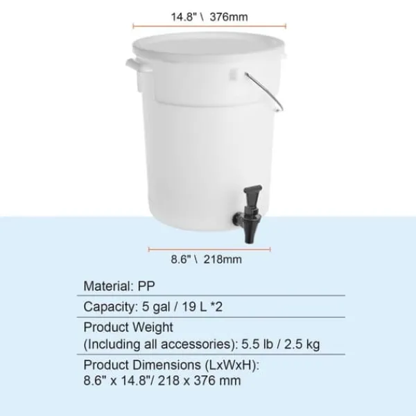 Drikkevaredispenser 5 gallon, automatisk drikkevarer til fester, plastjuice-dispenser med tap og låg, iste, limonade, juice, vanddispenser