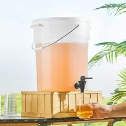 Drikkevaredispenser 5 gallon, automatisk drikkevarer til fester, plastjuice-dispenser med tap og låg, iste, limonade, juice, vanddispenser