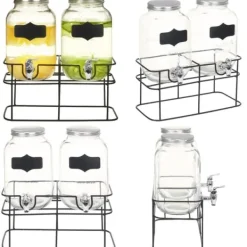 Drikkevaredispensersæt 2 stk. Med stativ 2 x 4 l glas - Vanddispenser - Vanddispensere - Home & Living Best