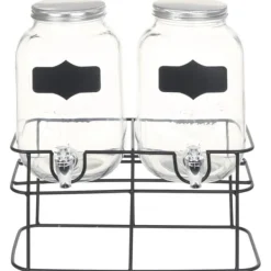 Drikkevaredispensersæt 2 stk. Med stativ 2 x 4 l glas - Vanddispenser - Vanddispensere - Home & Living Best