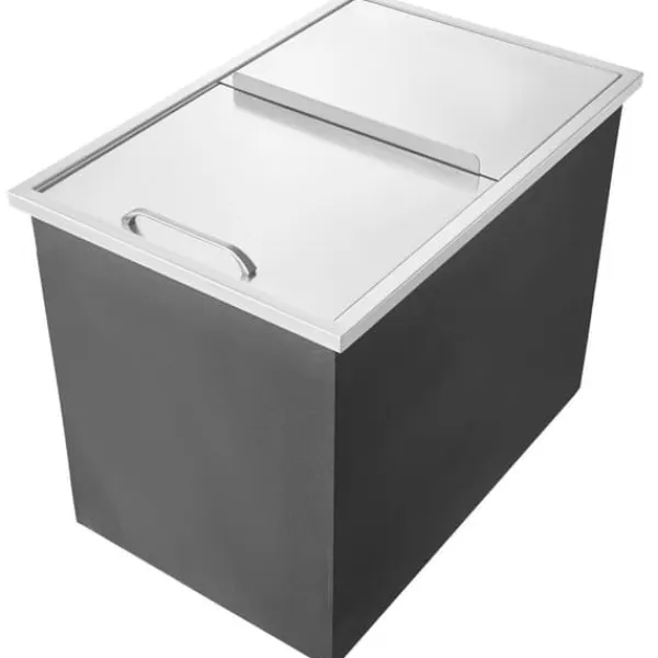 Isspande & Kølere>Drop-in isbokse 27x18x21, rustfrit stål, køleboks med cover, holdbar og effektiv, perfekt til udendørs brug.