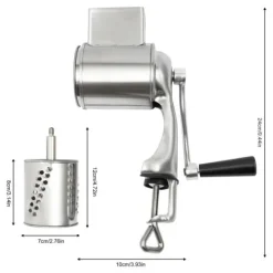 Mandolin- & Rivejern>Drumgrater, rustfrit stålblade, ergonomisk håndtag,Sølv