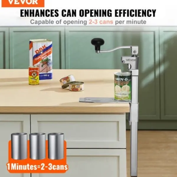 Dåseåbner, Kraftig manuel bordmodel, 23,5x10x66 cm, Rustfrit stål Hot