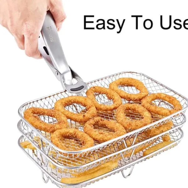Dual Air Fryer Rack kompatibel för Ninja Multi Layered Dehydrator Racks 304 rostfritt stål Dual Air Fryer Stativ Stativ Air Fryer Tillbehör Clearance