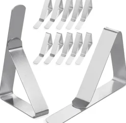 Dugklemme & -Vægte>Dugklemmer i rustfrit stål, 12-pak, velegnet til hjemmet, restaurant, picnic, fest, spisebord, holder borde op til 4,8 cm tykke