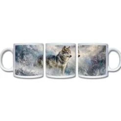 Kaffe- & Teservicer>Dyr Ulv Oliemaleri Krus