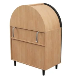 Elegant skænk/skoskab med afrundet side, rattantlåger og 3 hylder Best