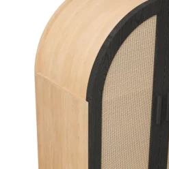 Elegant skænk/skoskab med afrundet side, rattantlåger og 3 hylder Best