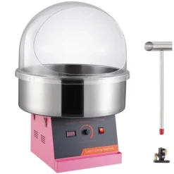 Maskiner Til Candyfloss>Elektrisk bomuldsslikmaskine 1000W, kommerciel candy floss maker, rustfri stålskål, låg og sukkerske, perfekt til fester og arrangementer