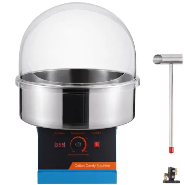 Maskiner Til Candyfloss>Elektrisk Candy Floss Maskine, 1000 W Sukkerspindeproducent, Kommerciel Candy Floss Maskine med Låg, Rustfri Stålskål og Sukkerske, Ideel til Fester | CDON