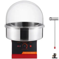 Elektrisk Candy Floss Maskine, 1000 W, Kommerciel Candy Maker med Låg, Rustfri Stålskål og Sukkerske, Ideel til Fest og Arrangementer Hot