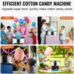 Elektrisk Candy Floss Maskine, 1000 W Sukkerspand, Kommerciel Candy Machine med Rustfri Stålskål og Sukkerske, Perfekt til Fester Online