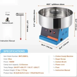 Elektrisk Candy Floss Maskine, 1000 W Sukkerspand, Kommerciel Candy Machine med Rustfri Stålskål og Sukkerske, Perfekt til Fester Online