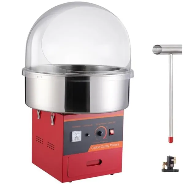 Maskiner Til Candyfloss>Elektrisk Candy Machine, 1000 W Fluffy Candy Maker, Kommerciel Candy Maskine med låg, Rustfri Stålskål, Sukkerske, Skuffe, Høj effektivitet
