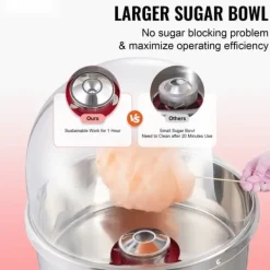Maskiner Til Candyfloss>Elektrisk Candy Machine, 1000 W Fluffy Candy Maker, Kommerciel Candy Maskine med låg, Rustfri Stålskål, Sukkerske, Skuffe, Høj effektivitet