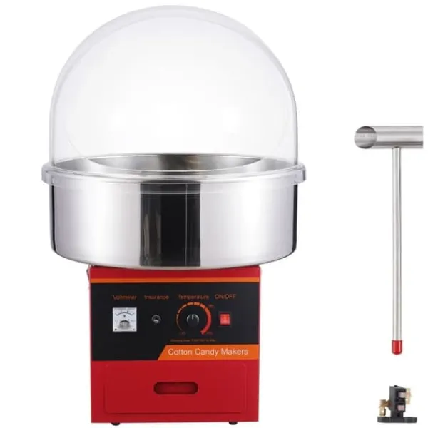 Maskiner Til Candyfloss>Elektrisk Candy Machine, 1000 W Fluffy Candy Maker, Kommerciel Candy Maskine med låg, Rustfri Stålskål, Sukkerske, Skuffe, Høj effektivitet