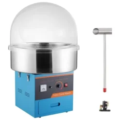 Maskiner Til Candyfloss>Elektrisk Candyflossmaskine 1000W, Kommerciel Sukkerspinder med låg, Rustfri Stålskål, Sukkerske, Skuffe, Perfekt til Fest og Arrangementer