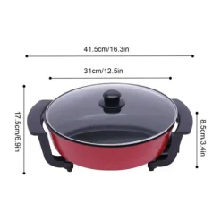 Madopvarmere>Elektrisk hot pot - Kogegryde - 1360 W - 360° cirkulationsvarme - Fødevaregodkendt non-stick-belægning - Alsidig brug - Sort