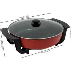 Elektrisk Hot Pot, Justerbar Temperatur, Stor Kapacitet,Rød Sort Discount