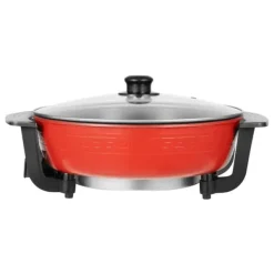 Elektrisk Hot Pot, Non-Stick Belægning, Dobbelt Kammer Design,Rød-Sort Hot
