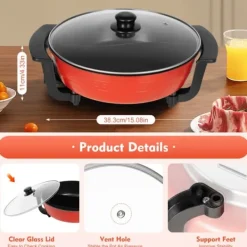 Elektrisk Hot Pot, 1360W Effekt, 6L Kapacitet, 220V Spænding, 5 Temperaturniveauer, Europæisk Standard Stik New