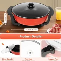 Elektrisk hotpot - Gryde med 2 rum - 1360 W - 220 V - Nonstick belægning - Fødevaregodkendt - Himmelblå New