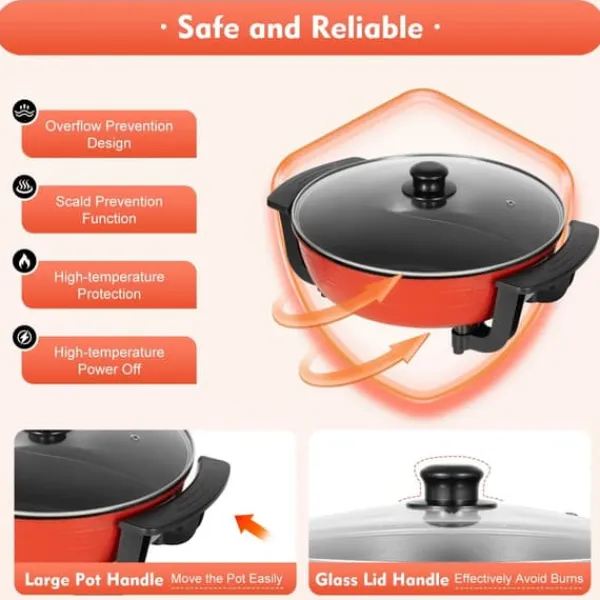 Elektriske Stegepander & Wokker>Elektrisk hotpot 6 L, gryde/stegepande med 2 kamre, 1360 W 220 V, non-stick, justerbar temperatur, multifarvet