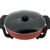 Elektrisk hotpot - Yin Yang shabu shabu gryde - 6 L - 30 cm - 1360 W - 2 kamre - 5 temperaturtrin - Glaslåg - Sort Discount
