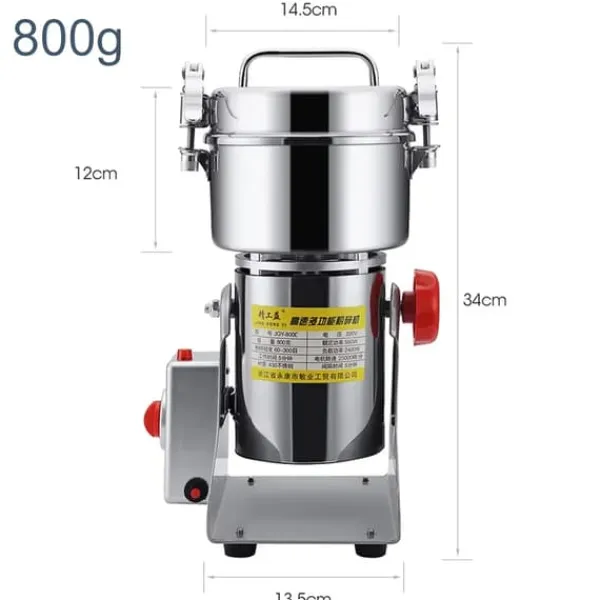 Elektrisk Kaffekværn, 800g Kapacitet, Superfin Knusning, 25000 omdr./min Hastighed,800g 220v EU stik Clearance