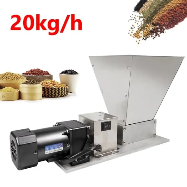 Elektrisk kornkværn - DY-168-60W - Foderkværn til majs/hvede/bønner, Rustfrit stål & aluminiumlegering, Ren kobbermotor, 220/110V, 12 TPI - Sølv Hot