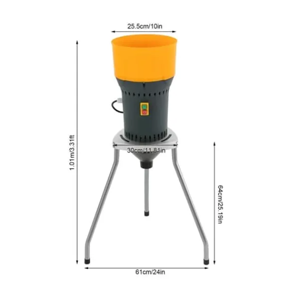 Madkværne & Kødhakker>Elektrisk kornkværn - Kornmølle - Kapacitet 50L - Motor 1300W - Hastighed 19000 rpm - Til tørre korn: majs & hvede - Gul