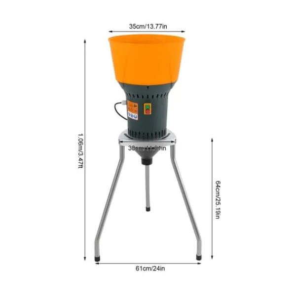 Madkværne & Kødhakker>Elektrisk kornkværn - Kornmølle - Kapacitet 50L - Motor 1300W - Hastighed 19000 rpm - Til tørre korn: majs & hvede - Gul