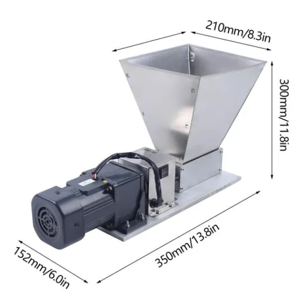 Madkværne & Kødhakker>Elektrisk kornmølle - Maltkværn - 60 W - 75 rpm - 9 kg - 51×25×22 cm - Til hvede og majs - Sølv