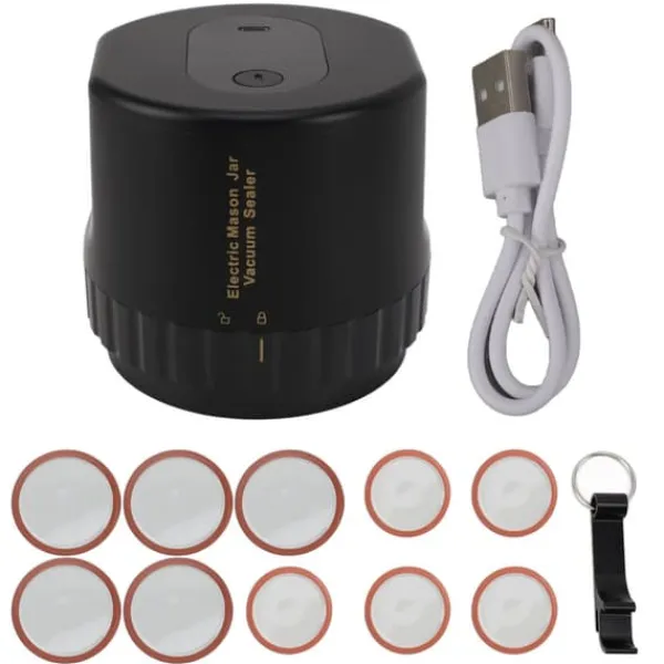 Vakuumpakkere>Elektrisk Mason Jar Vacuum Sealer Genopladelig Automatisk Trådløs Krukke Vacuum Sealer til Home Sort