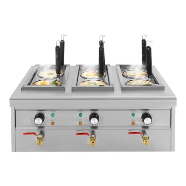 Madlavningsmaskiner>Elektrisk pastakoger - Nudelkoger - 6-huls - 9 l - 2,5 kW - 220 V 50 Hz - 30–110 °C - Rustfrit stål 201