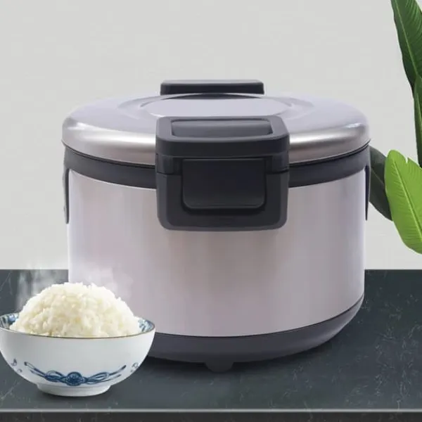 Elektrisk risvarmer - WF-B19 - 19 L - 100 W - 220 V/50 Hz - Non-stick indergryde i 410 rustfrit stål - Termostat 68/72°C - Sort New