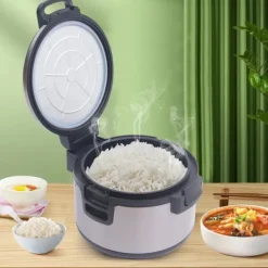 Elektrisk risvarmer - WF-B19 - 19 L - 100 W - 220 V/50 Hz - Non-stick indergryde i 410 rustfrit stål - Termostat 68/72°C - Sort New