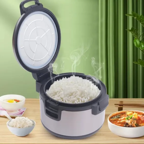 Elektrisk risvarmer - WF-B19 - 19 L - 100 W - 220 V/50 Hz - Non-stick indergryde i 410 rustfrit stål - Termostat 68/72°C - Sort New