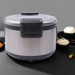 Elektrisk risvarmer - WF-B19 - 19 L - 100 W - 220 V/50 Hz - Non-stick indergryde i 410 rustfrit stål - Termostat 68/72°C - Sort New